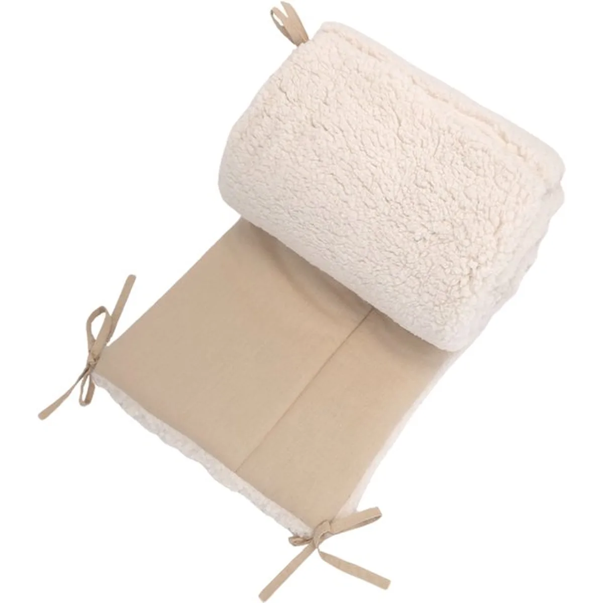 Soosie - Babynestje + Kussentje + Bedomrander — 3-delige set - Teddy Cream / Katoen Beige — Dubbelzijdig — 90×50 cm nest & 180×30 cm bumper — OEKO-TEX - 5