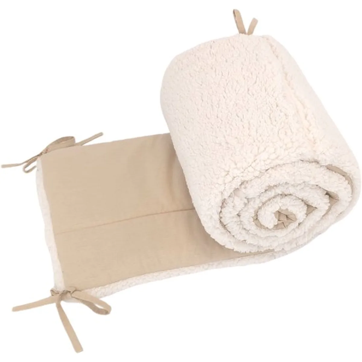 Soosie - Babynestje + Kussentje + Bedomrander — 3-delige set - Teddy Cream / Katoen Beige — Dubbelzijdig — 90×50 cm nest & 180×30 cm bumper — OEKO-TEX - 6