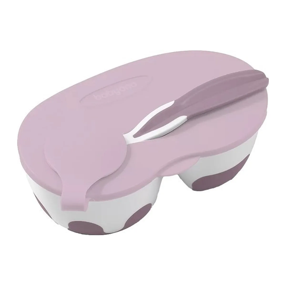 BabyOno 2-Delig Roze/Grijs Kommetje met Lepel 1067/02