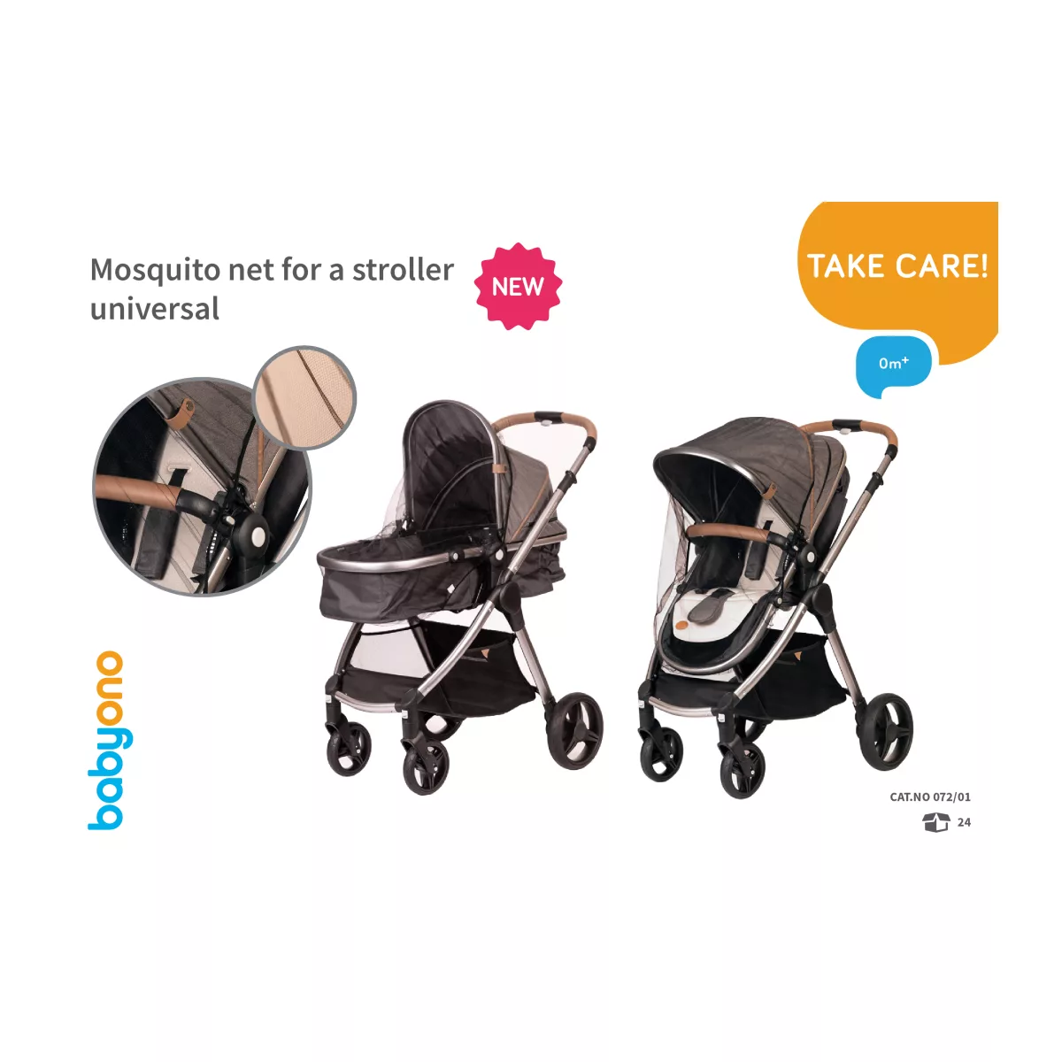 BabyOno Klamboe / Muggennet voor kinderwagen - Universeel - Zwart - 8